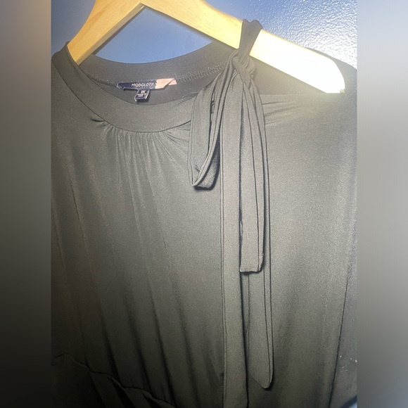 ModCloth Black Mid-Length Sleeveless Dress with Pussycat Bow/Pockets, Size 1X - Picture 2 of 6